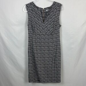 Calvin Klein Black and White Tweed Midi Dress